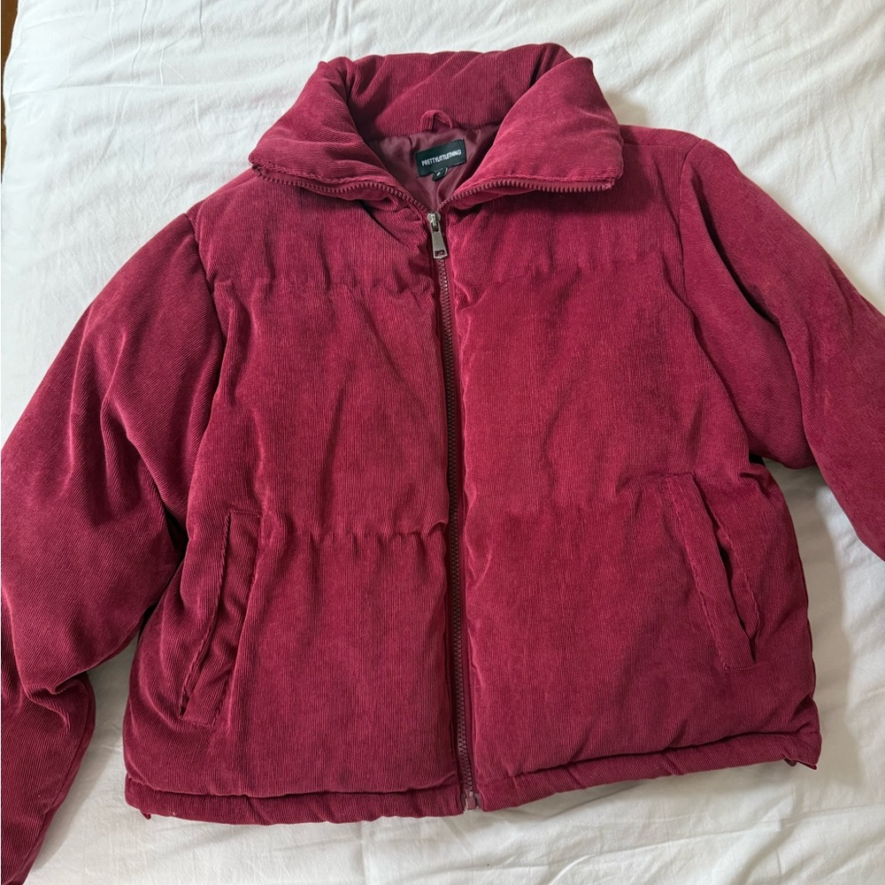 PrettyLittleThing Burgundy Corduroy Jacket